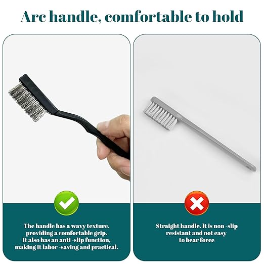 20 Pcs Mini Wire Brush Stainless Steel Brush Set, Curved Handle Masonry Brush Wire Brush for Cleaning Welding Slag and Rust