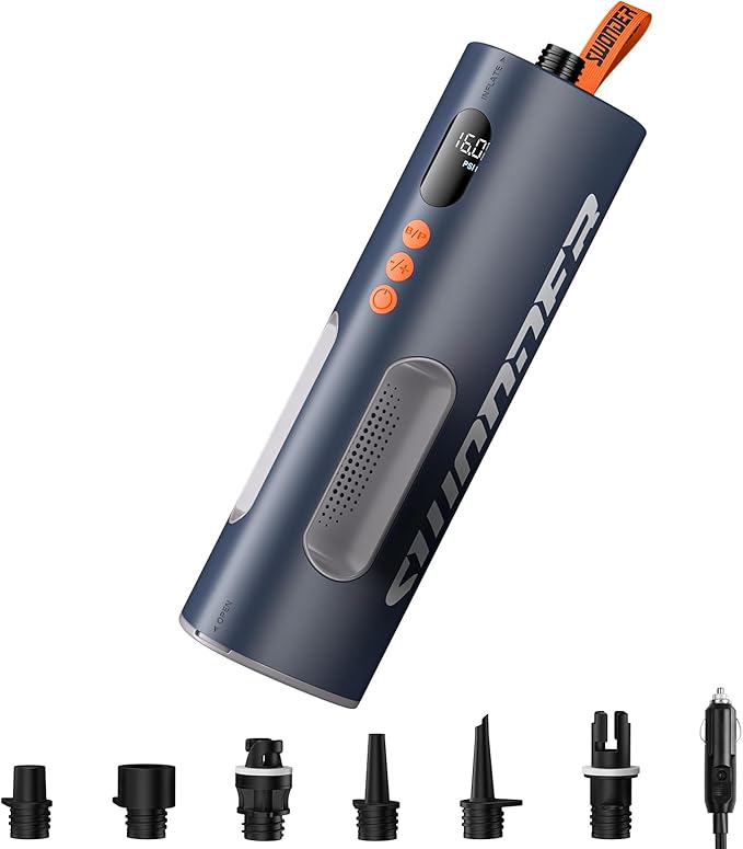 Swonder SeaFalcon Paddle Board Pump, Portable 12V DC Electric Air Pump with Cable Storage, Auto Shut-Off & 7 Nozzles for I...