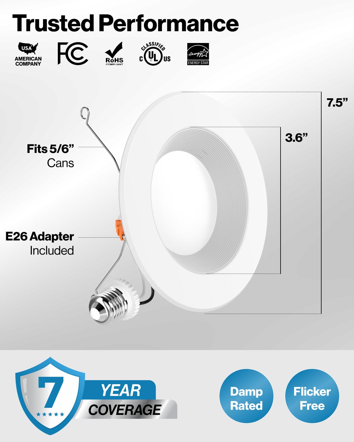 Sunco 12 Pack Retrofit LED Recessed Lighting 6 Inch, Downlight Can Lights for Ceiling, 1050 LM, 2700K Soft White, Dimmable, Baffle Trim, 13W=75W, 50000 Lifetime Hours, Damp Rated UL.