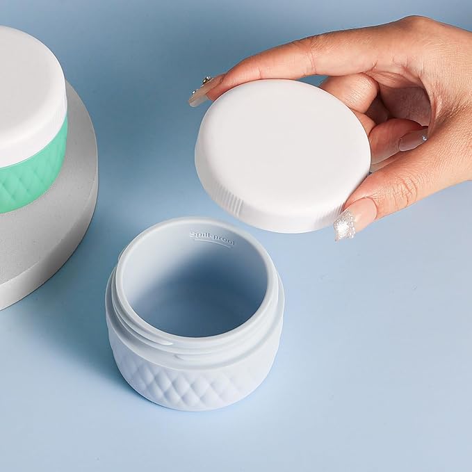 Travel Containers for Toiletries, Silicone Cream Jars BPA-Free, TSA Approved 2oz Travel Size Containers, Leak-proof Silicone Jars with Lid for Cosmetic Face Hand Body Cream (4 Pack)