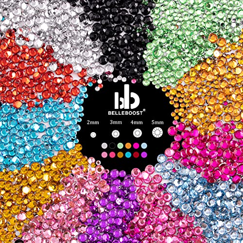 Flat Back Rhinestone Kits Colorful Rhinestones+Crystal AB&Transparent White Face Gems Nail Gem with Quick Dry Makeup Glue+...