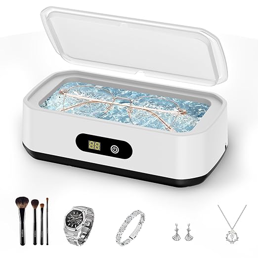 2025 Upgrade Large Capacity Ultrasonic Cleaner, 50kHz Ultrasonic Cleaner Machine with 5 Modes Timer for Glasses Jewelry Dentures-304 Stainless Steel Tank,White & Black