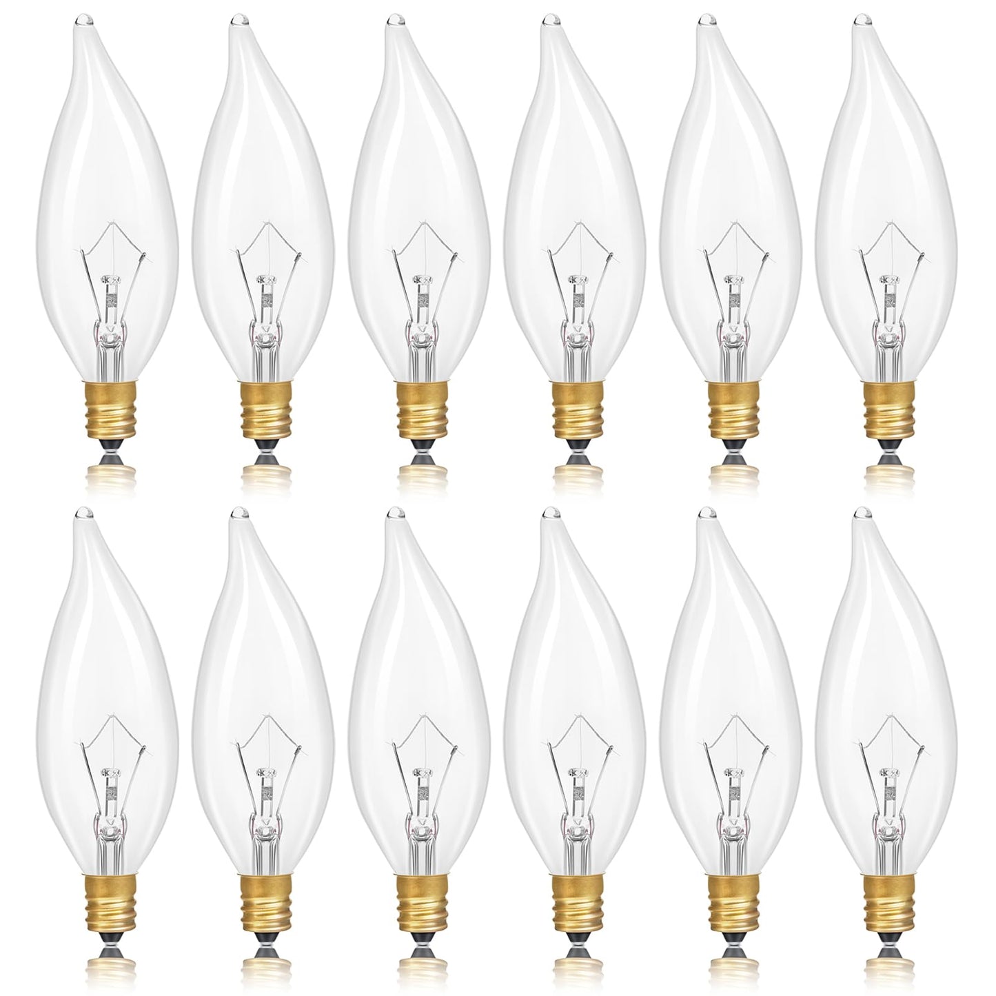 Potanro E12 Incandescent Light Bulbs 40Watt Warm White 2700K, 300 Lumens Candelabra Light Bulbs Dimmable Decorative Chandelier for Ceiling Fan, Pendants (40W-12Pack)
