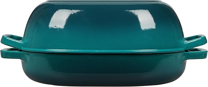 Enameled Cast Iron Oval Dutch Oven Pot with Lid, Dutch Oven for Sourdough Bread Baking, Oval Bread Pan, Bread Oven, Bread Dutch Oven, 7qt, Darkcyan