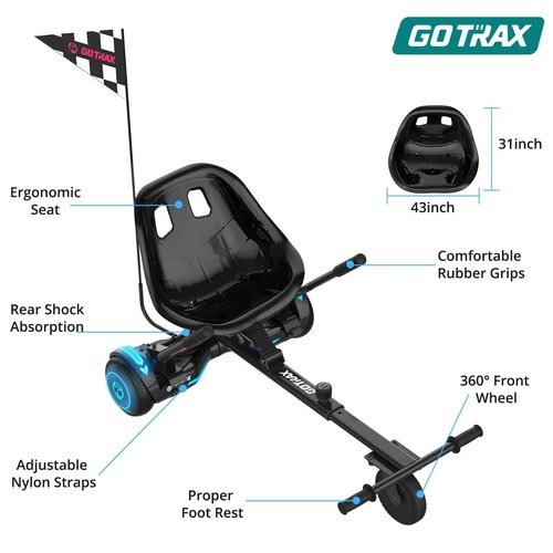 Gotrax Hoverboard Attachment with Rear Shock Absorption, Hoverboard Go Kart(BLA)