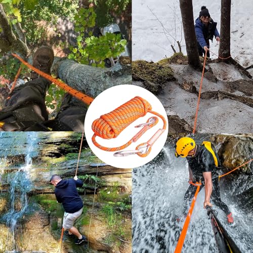 DELLNA 8mm Static Climbing Rope - Heavy Duty Climbing Rope for Rock Climbing, Tree Climbing Gear, Arborist Rope, and Campi...