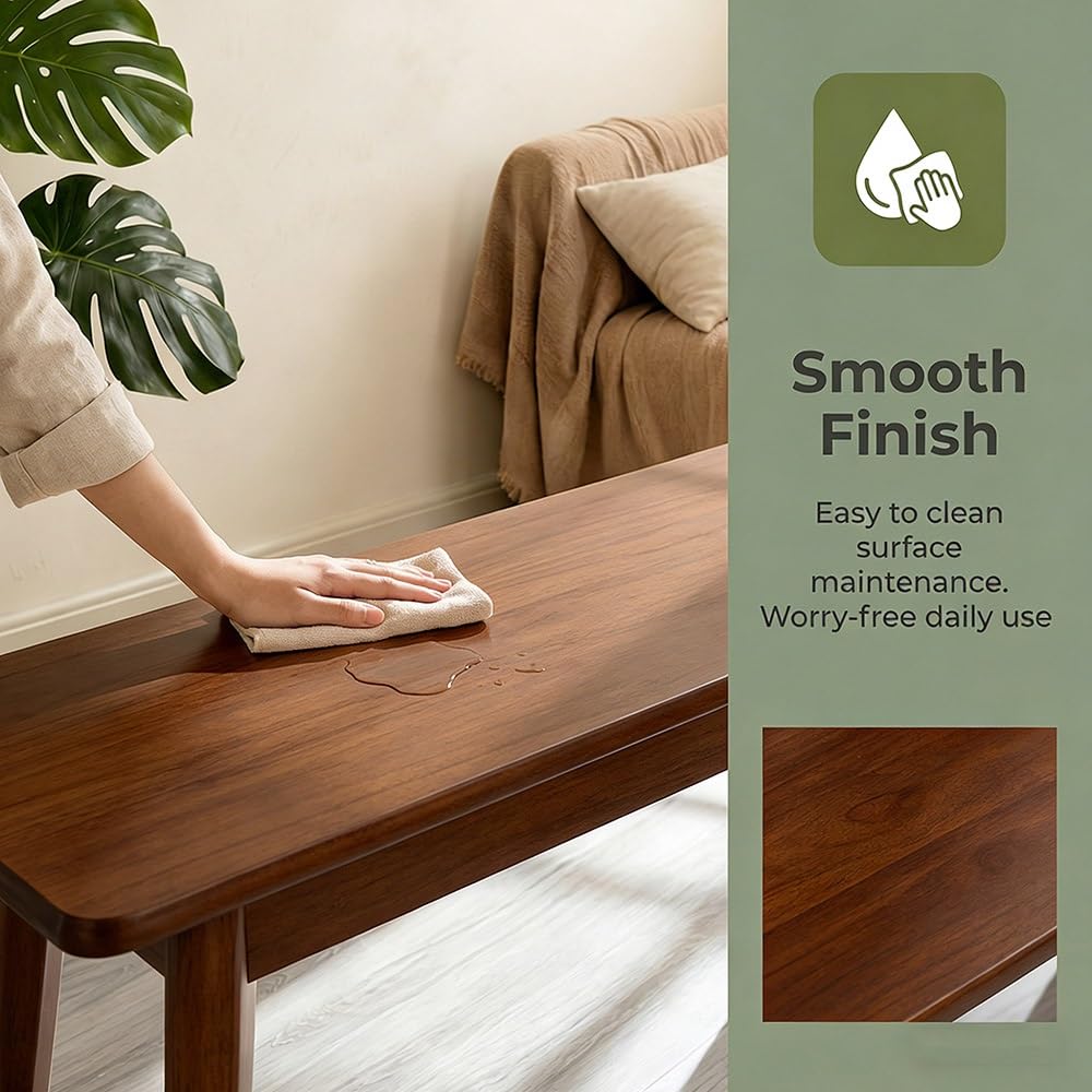 Solid Wood Farmhouse Bench 31.5"/39.4"/47.2"/55.1"/59" Skinny Bench Rustic Long Entryway Bench, Heavy Duty, Durable ＆ Easy Assembly, For Hallway, Kitchen, Bedroom, Dining(Walnut,55.1"x11.8"x17.7")