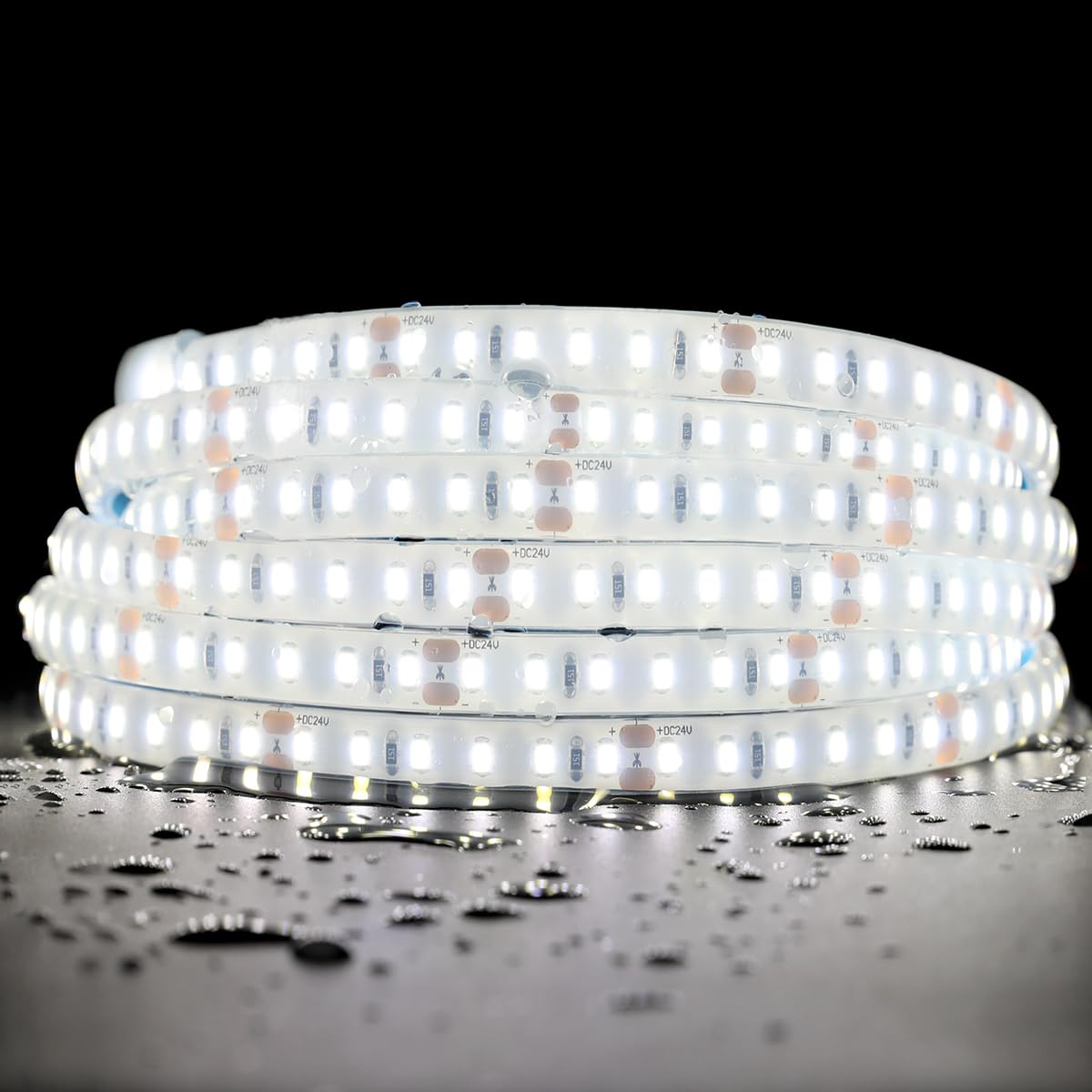 SuperlightingLED DC24V LED Tape 6000K Sauna Lights for Inside Sauna, Flexible High Temperature Rated & IP68 LED Strip Light Water-Submersible, 600 LEDs Bright & 5m 16.4ft Long (6000K Daylight White)
