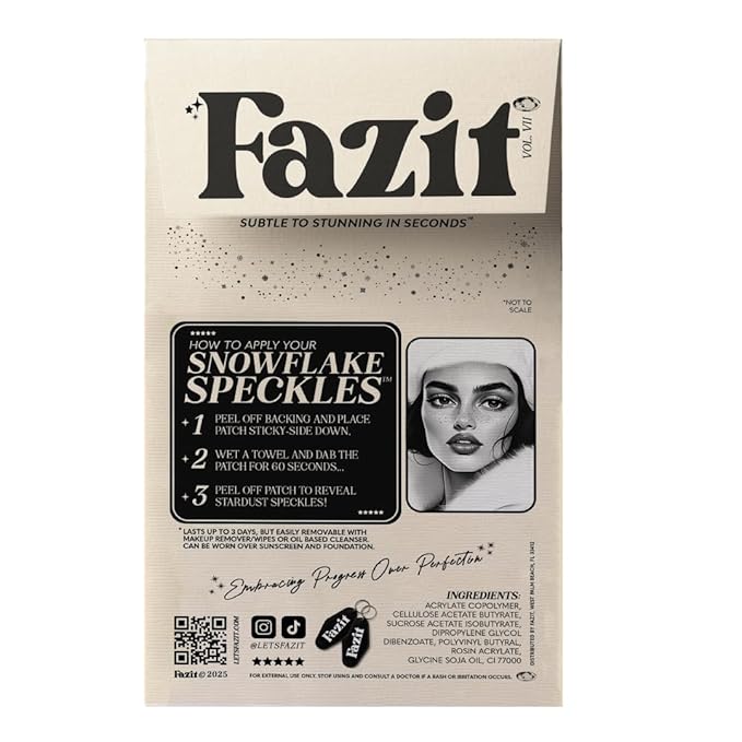 Fazit Makeup Patches - Snowflakes - Face Glitter Makeup Speckles - Glow Up Makeup Patches - Face Glitter Speckles Patches - Cute Glitter Makeup Accessories for Women - 6 Count