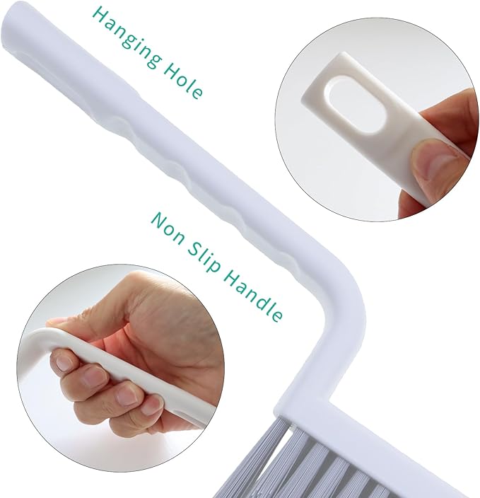 V Shape Grout Cleaner Brush Scraper, Stiff Bristle Grout Cleaning Brushes for Tile Floor, Handheld Grout Scrub Brush Set for Shower, Bathroom, Kitchen, Household, Easy Reach to Narrow Nooks and Cranny