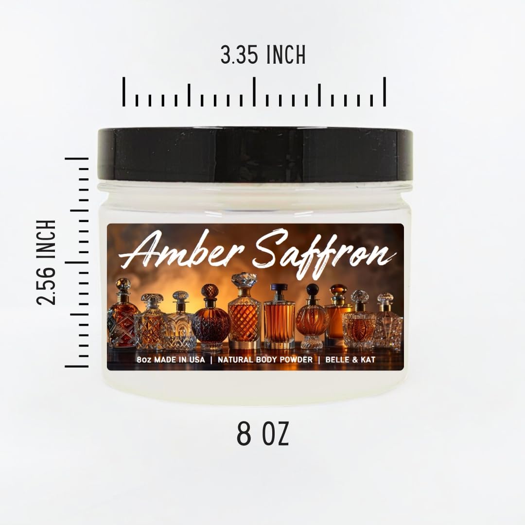 Amber & Saffron (our version of B. Rouge type) Body Dusting Powder for Men & Women - 8oz Container - Made in the USA