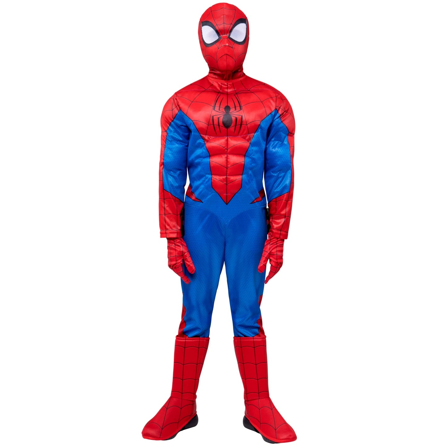 Marvel Spider-Man Official Youth Halloween Costume - Padded Jumpsuit with Gloves and Detachable Mask (XS) Multi