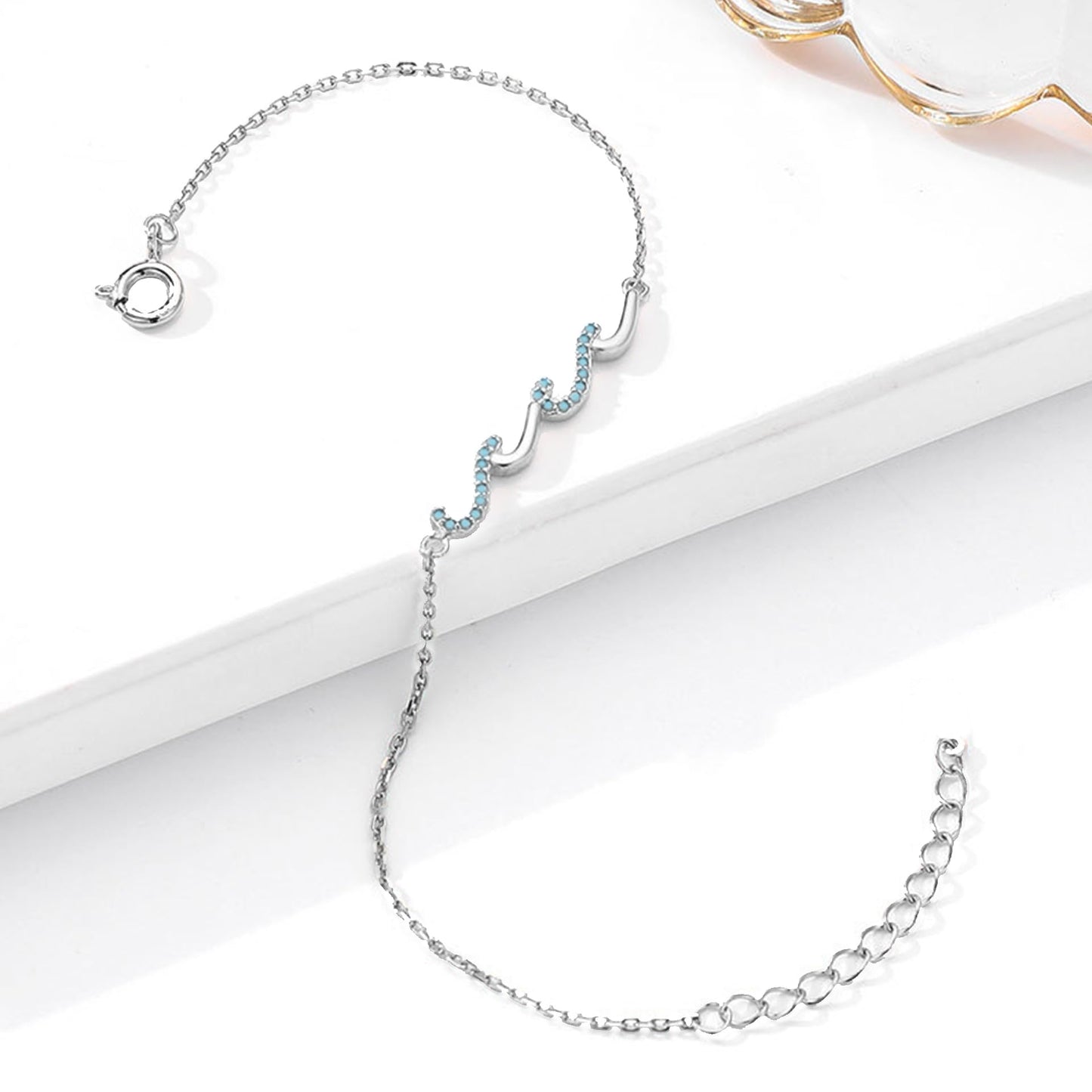 zocare Sister Birthday Gifts,Sterling Silver Wave Bracelet for Women with Gift Card, Sister Gifts from Sisters,Meaningful Sisters Bracelet for Chrismas,Anniversary,Thank's Giving
