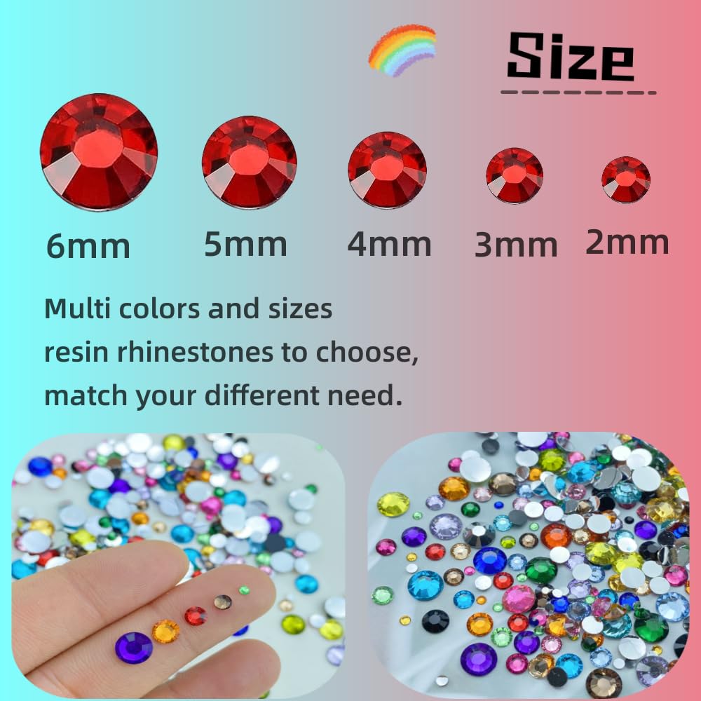 Jmassyang 3000 Pieces 5mm Resin Flatback Rhinestone Round Bling Glitter Rhinestones for Nail Art Mugs Tumblers Bottles Crafts De