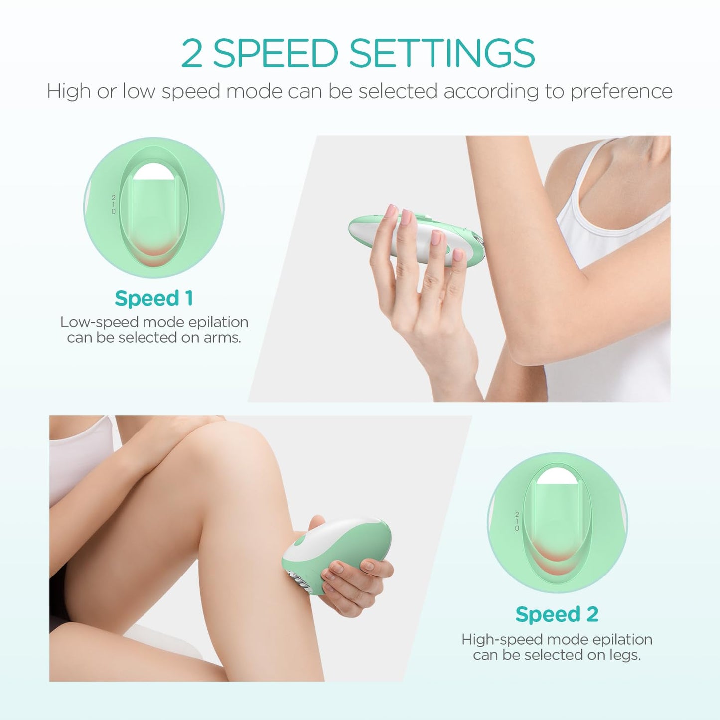 VOGOE Epilators Hair Removal for Women with 21 Tweezers & LED Light, 2 Speeds Cordless Epilator for Women, Electric Hair Removal