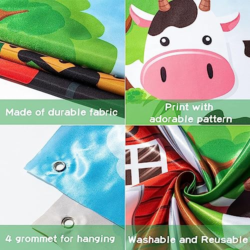 Haooryx Farm Animals Photobooth Props - Farm Animals Large Satin Fabric Photo Booth Props Backdrop Face in Hole Background...