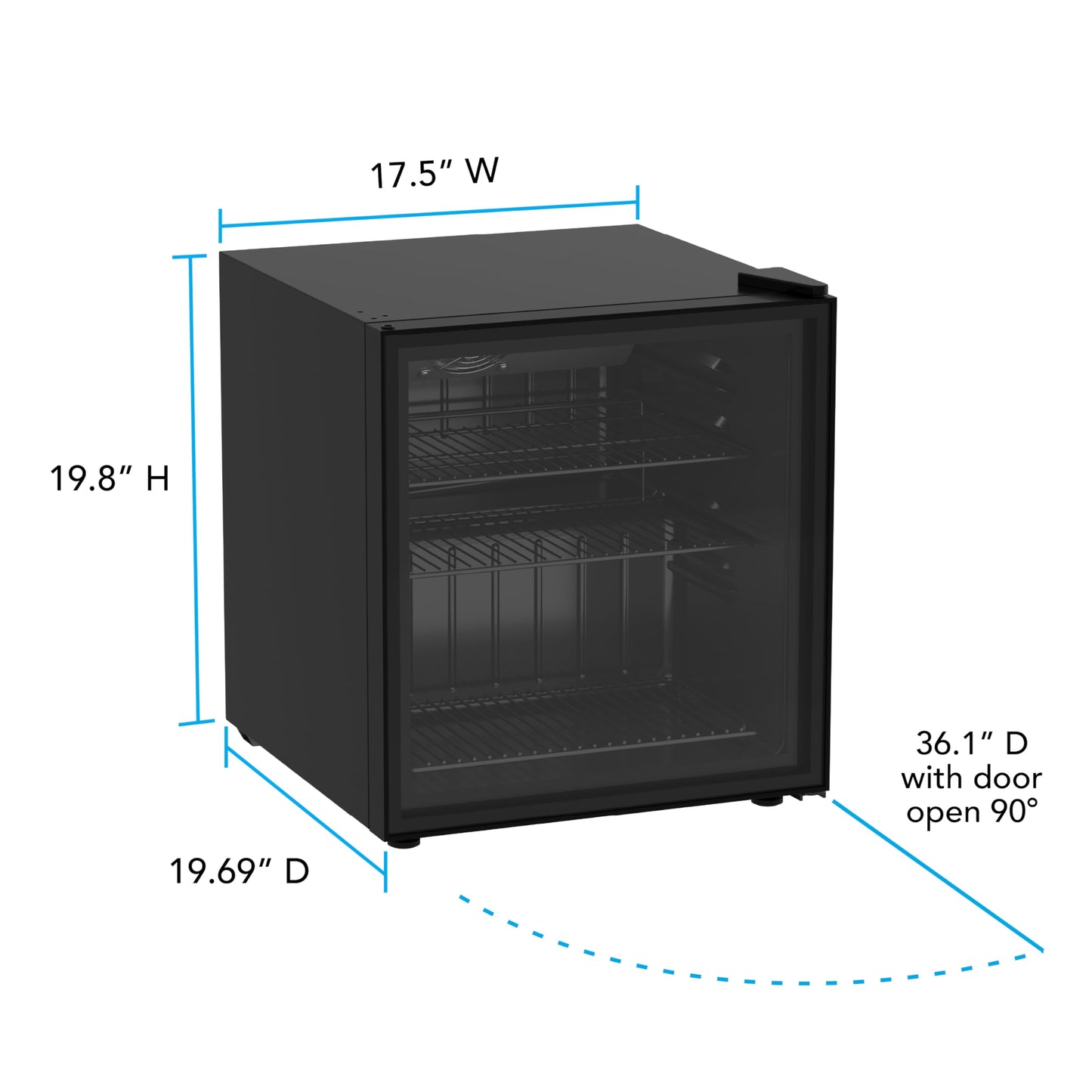 Avanti 60-Can Beverage Center Refrigerator with Glass Door, Adjustable Shelves, Full Range Temperature Control 32°F–50°F, Black