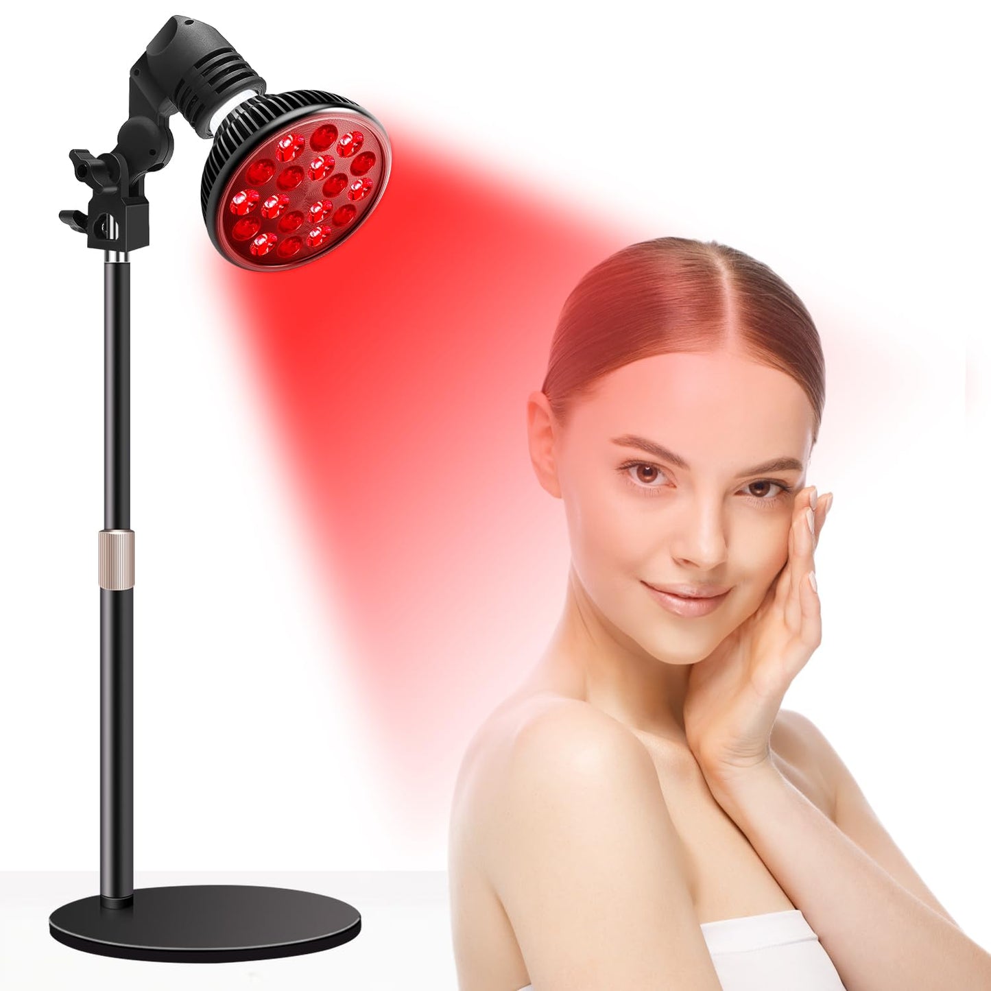 Aumtrly Red Light Therapy Lamp with 16.5 inch Adjustable Stand, 660nm Red Light and 850nm Near Infrared Light Combo for Face and Body Use