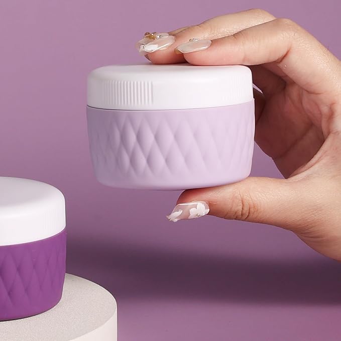 Travel Containers for Toiletries, Silicone Cream Jars BPA-Free, TSA Approved 2oz Travel Size Containers, Leak-proof Silicone Jars with Lid for Cosmetic Face Hand Body Cream (4 Pack)