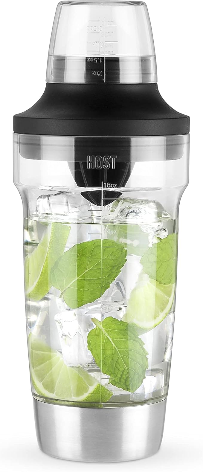 Host All in One Cocktail Shaker Set with Measurements, Reamer, Bottle Opener, Strainer and Jigger for Cold Brew Cocktails,...