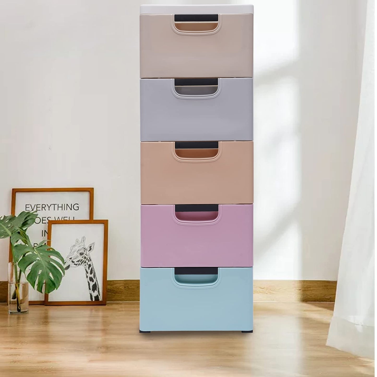 Plastic Drawer 5-layer Closet Storage Baby Clothes Organizer Plastic Dresser with Drawers Dresser Clothes Drawer Small Kids Dressers for Bedroom Clothes Playroom Furniture Toys