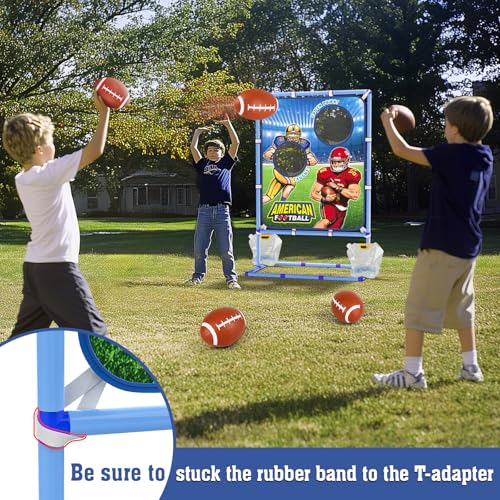 Polkoliye Football Toss Game with 4 Inflatable Balls, Indoor/Outdoor Football Throwing Target Toy for Kids Ages 4-7 8-12- ...