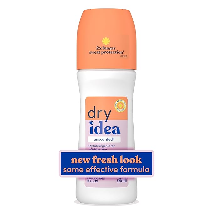 Dry Idea Unscented Roll On Deodorant & Antiperspirant for Women - Hypoallergenic for Sensitive Skin, 2X Longer Sweat Protection, 72Hr Sweat & Odor Protection, Womens Deodorant, 3.25oz