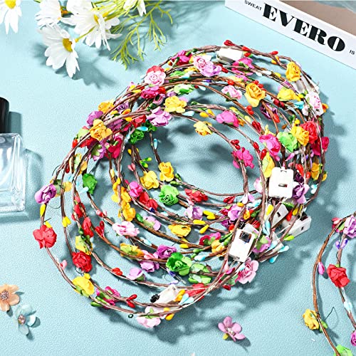 Syhood Valentines Day Gifts, 50 Pcs LED Flower Crowns Headbands, Light up Flower Crowns for Women, Glow in the Dark Headba...