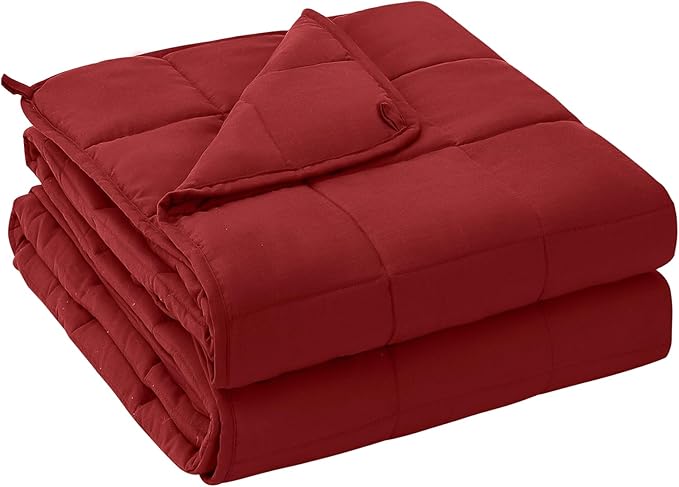 yescool Weighted Blanket for Adults (12 lbs, 60" x 80", Red) Cooling Heavy Blanket for Sleeping Perfect for 110-130 lbs, Queen Size Breathable Blanket with Premium Glass Bead, Machine Washable