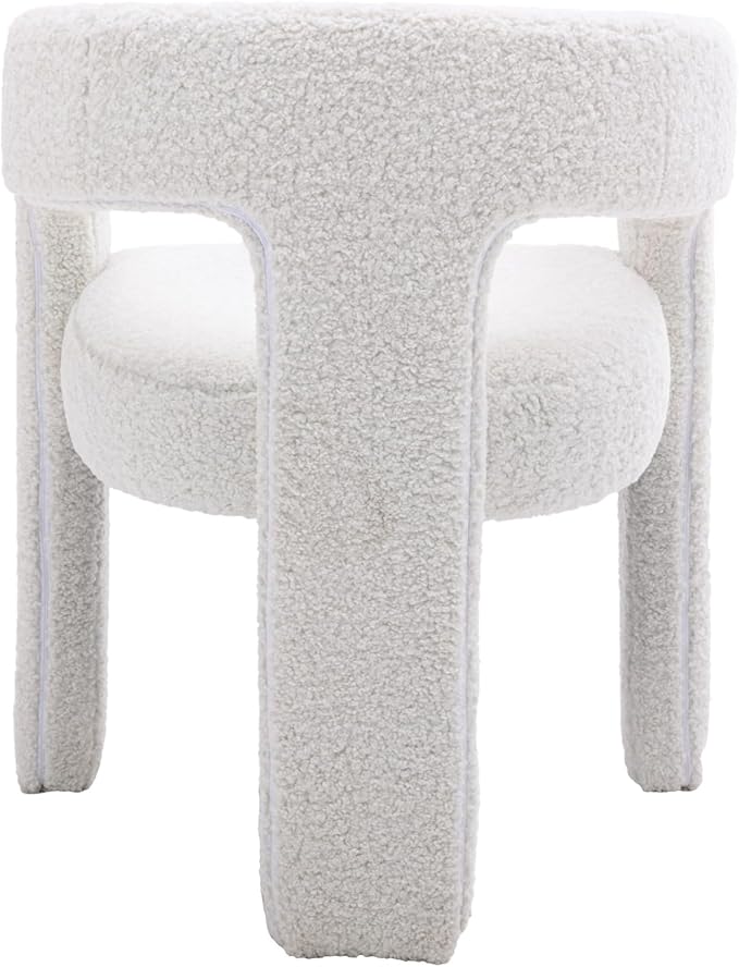DAYALANE Modern Barrel Dining Chairs Set of 4, Upholstered Boucle Dining Room & Kitchen Chair with Curved Back, Comfy Accent Side Reading Armchair for Living Room Bedroom Kitchen Home Office, White