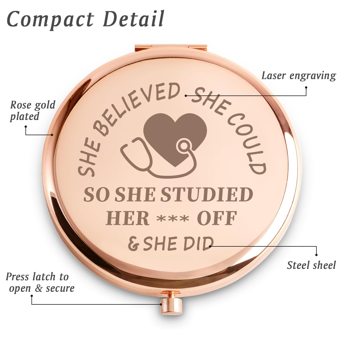 COYOAL Nurse Gifts for Women, Personalized Compact Mirror Easter Basket Stuffer, Unique Appreciation Presents for Mothers Day, B