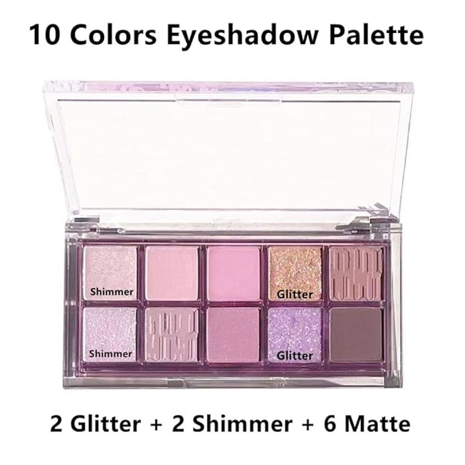 Go Ho 10 Colors Eyeshadow Palette,Matte&Glitter Eyeshadow Makeup,Long Lasting Blendable Shades,Naturing-Looking,Waterproof Cool Eye Shadow Palette,14 Midsummer Dream