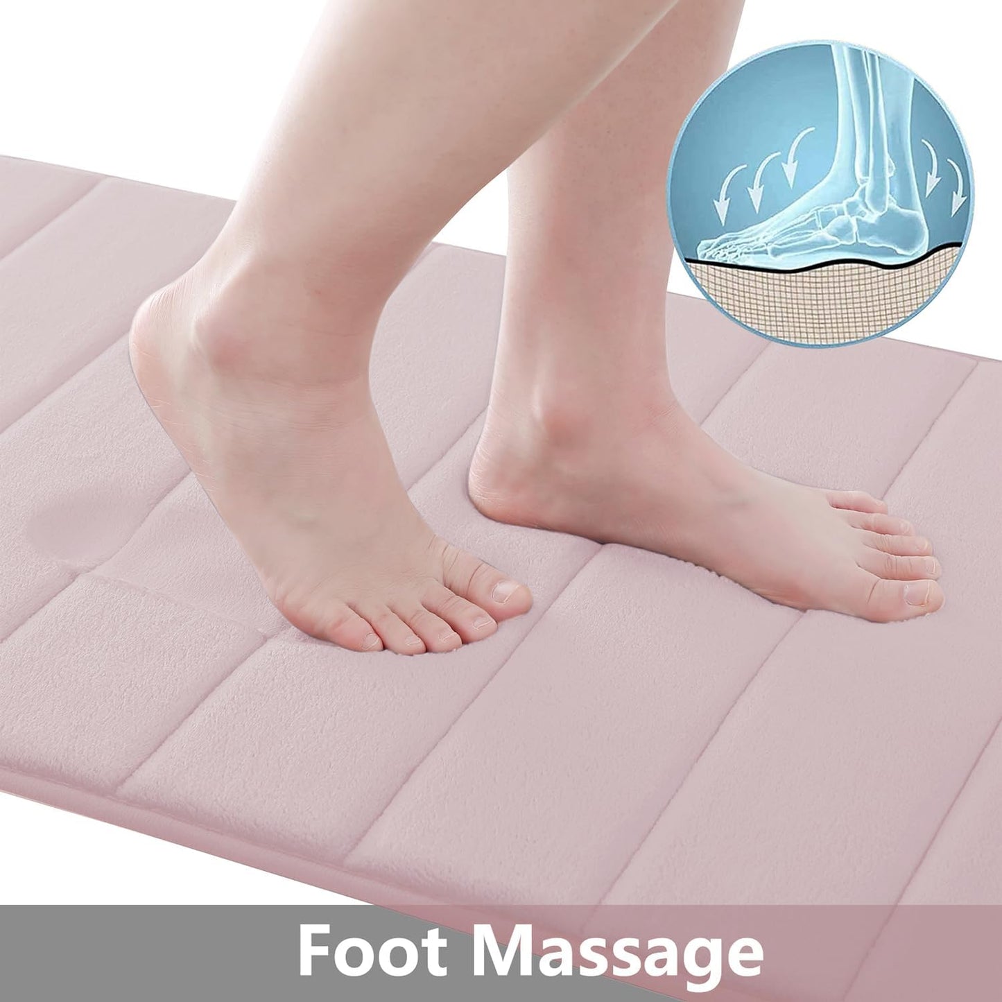 Buganda Memory Foam Bath Mat, 55" x 24", Ultra Soft and Non-Slip Bathroom Rugs, Water Absorbent and Machine Washable Bath Rug Runner for Bathroom, Shower, and Tub, Peach