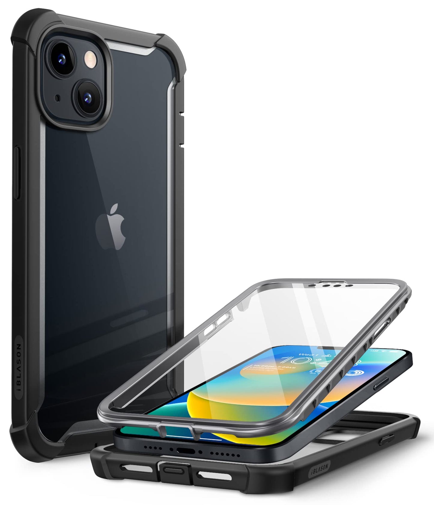 I-Blason Ares Transparent Case Bumper Case For Iphone 14 Iphone 13 Mobile Phone Case Black | 6.1 Inch, 360 Degree, Robust Protec
