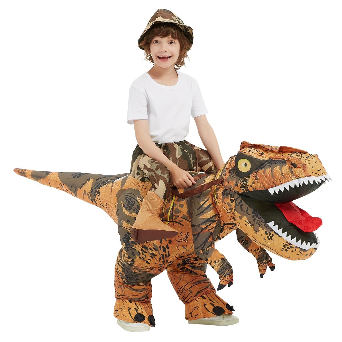 GOOSH Inflatable Dinosaur Costume Kids –Halloween Party Blow up T Rex Outfit, Breathable Fabric, Lightweight & Flexible for Cosplay, Parades (4-6Yrs)
