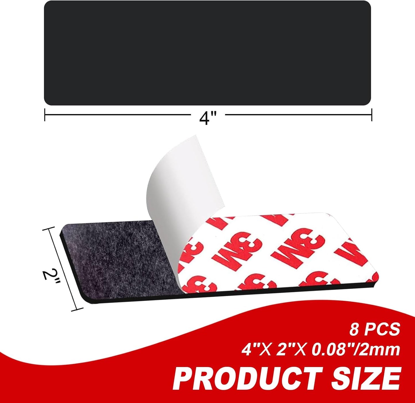 Thaibear Magnetic Strips, Flexible Magnet Strips with Adhesive Backing (8 Pack, 4" x 2") Strong Adhesive Magnetic Tape for DIY, Crafts, Fridge - Sticky Magnet Tape Strip for Wall