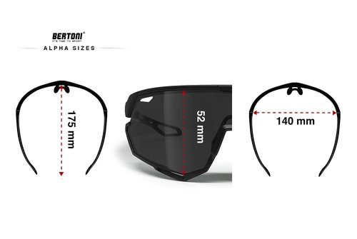 Bertoni Sport Cycling MTB Running Sunglasses for Men Women in TR90 100% UV Block mod. ALPHA (Matt Black/Shiny Black – Blue Mirror Lens)
