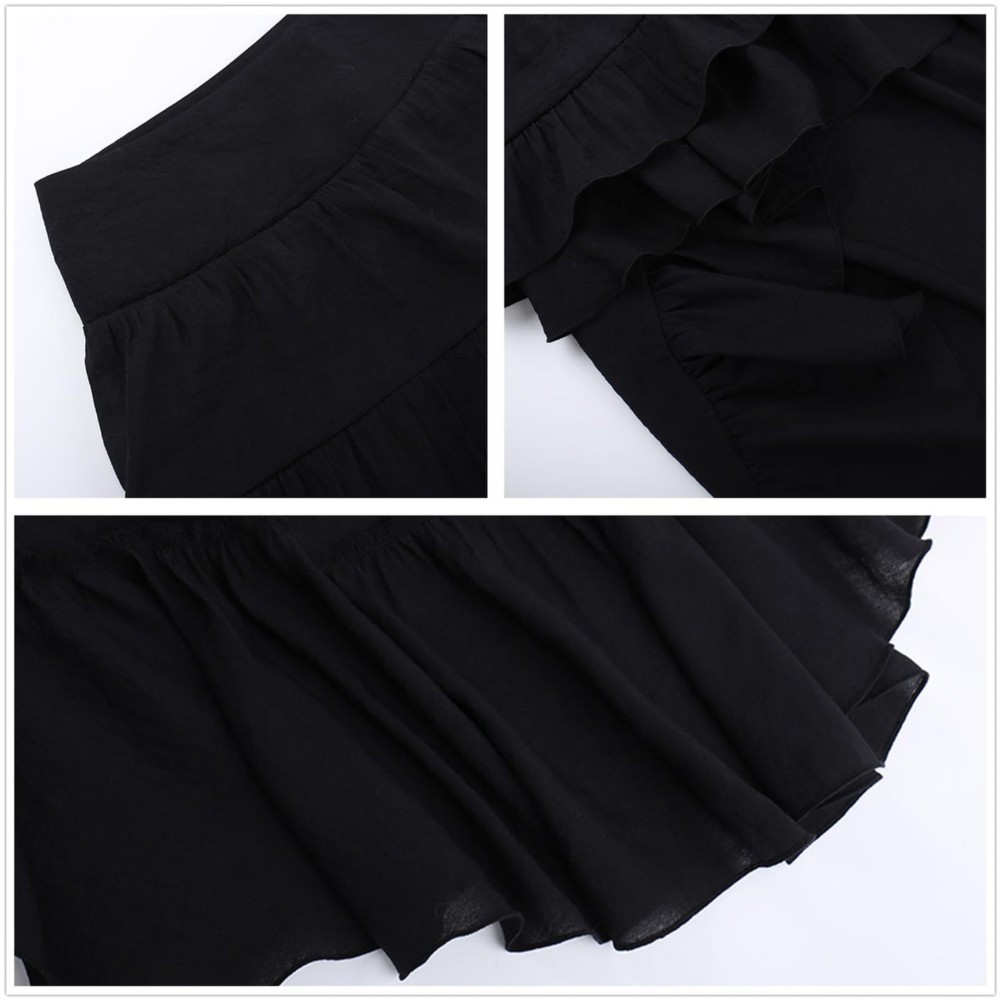 TOMETO STAR Goth Black Long Maxi Skirt for Women Asymmetrical Ruffle Renaissance