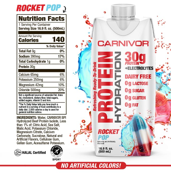 MuscleMeds Carnivor Protein Hydration RTD, Ready to Drink, Lactose Free, Sugar Free, 30g Isolate Protein, Halal Certified,...