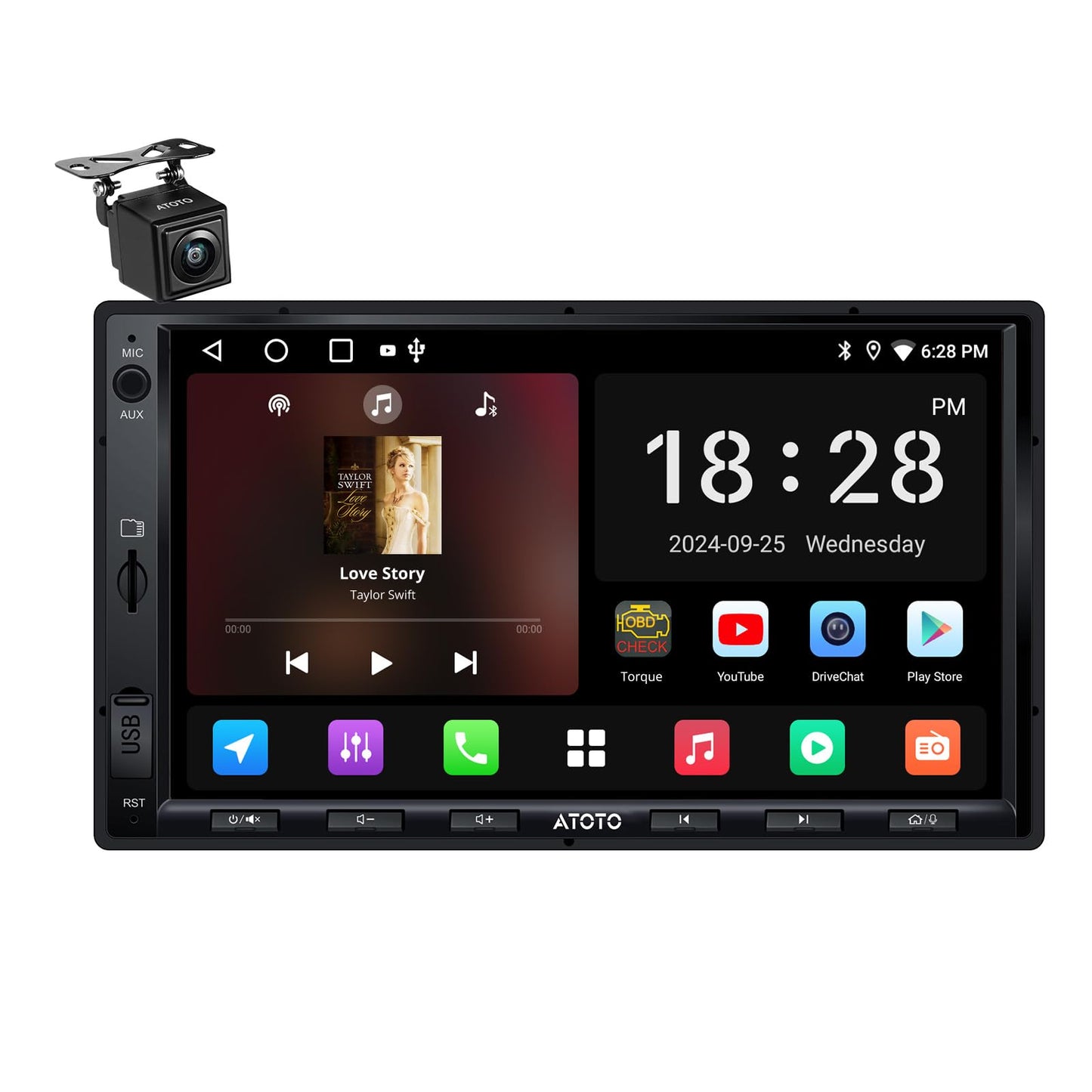 ATOTO A5L 7inch Android Double DIN Car Stereo, Wireless CarPlay & Android Auto, Wi-Fi/Bluetooth/USB Tethering, 2G+32G Touchscreen Car Radio, Backup Camera, MirrorLink, DSP/FM/AM/SWC, AI&GPS Tracking