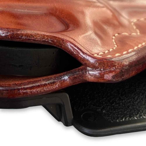 Masc OWB Leather Paddle Holster with Thumb Break, Fits Colt King Cobra Target 357 Mag 6-Shot 4.25" Barrel, R/H Draw Brown Color #1632#