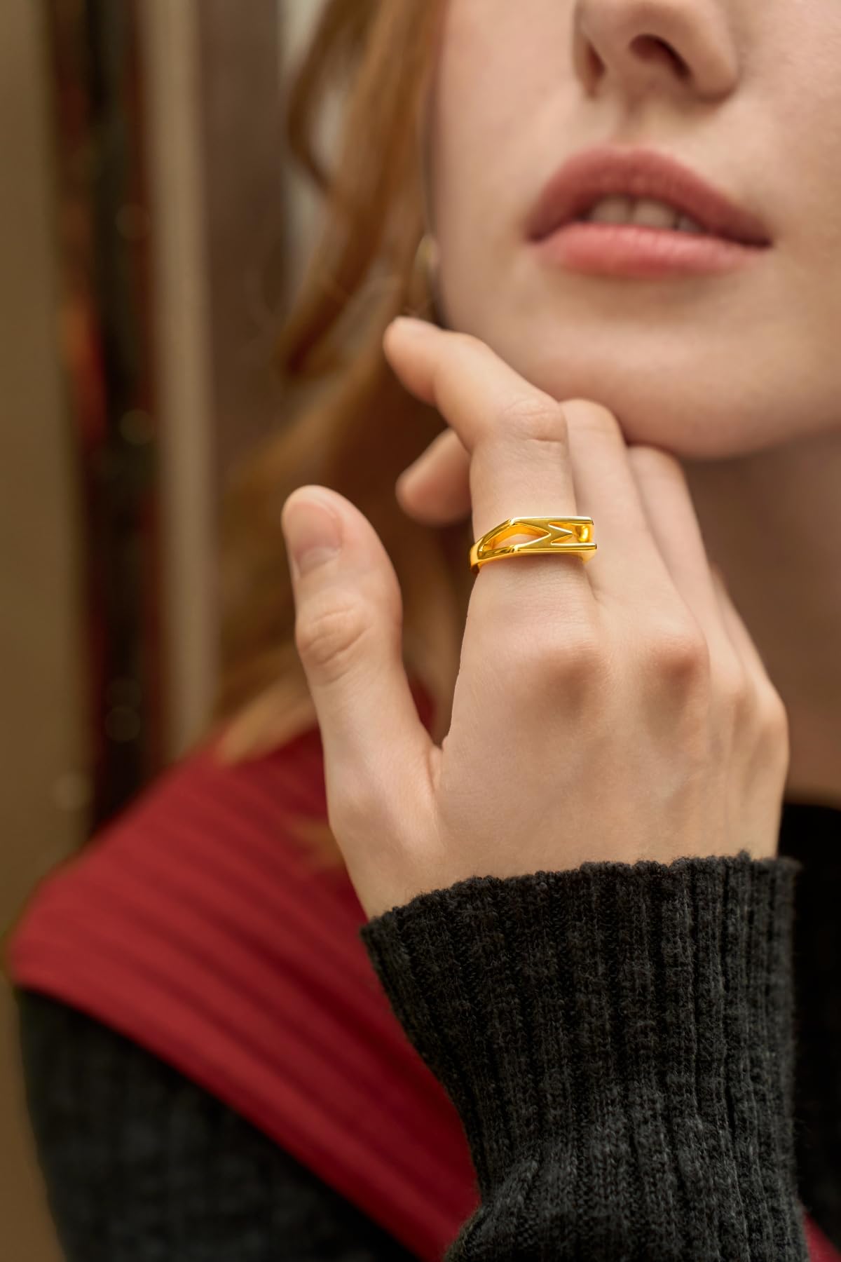Cicy Bell Womens 18k Gold Plated Initial Statement Rings Bold Letter Personalized Initial Stacking Rings