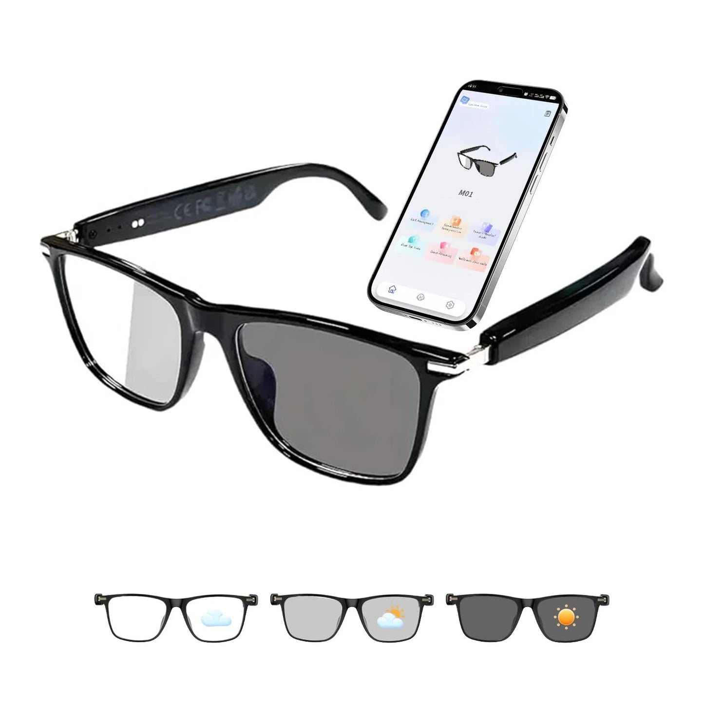 Haixinda Ai Smart Glasses With Chat Gpt, Support 160+ Languages, Real-Time Translation Via App, Bluetooth Glasses For Men Women,