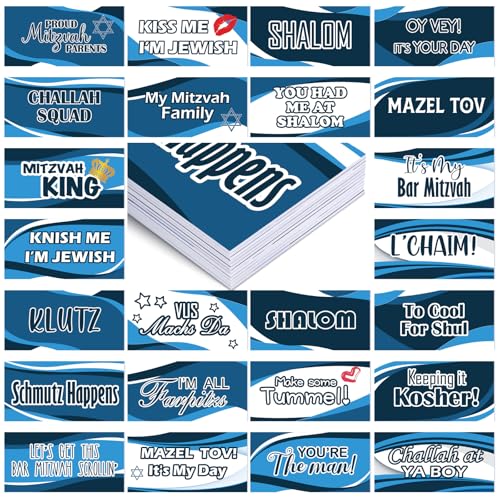 Ctosree 12 Pcs Bar Mitzvah Party Bundle Blue Photo Booth Props Jewish Centerpiece Party Decoration Birthday Celebration Wa...