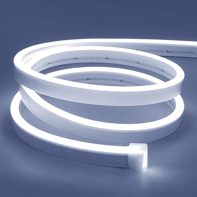 Lamomo White Led Strip Lights, 16.4ft/5m Neon Light Strip, 12V Flex Waterproof Neon LED Strip Silicone LED Neon Rope Light...