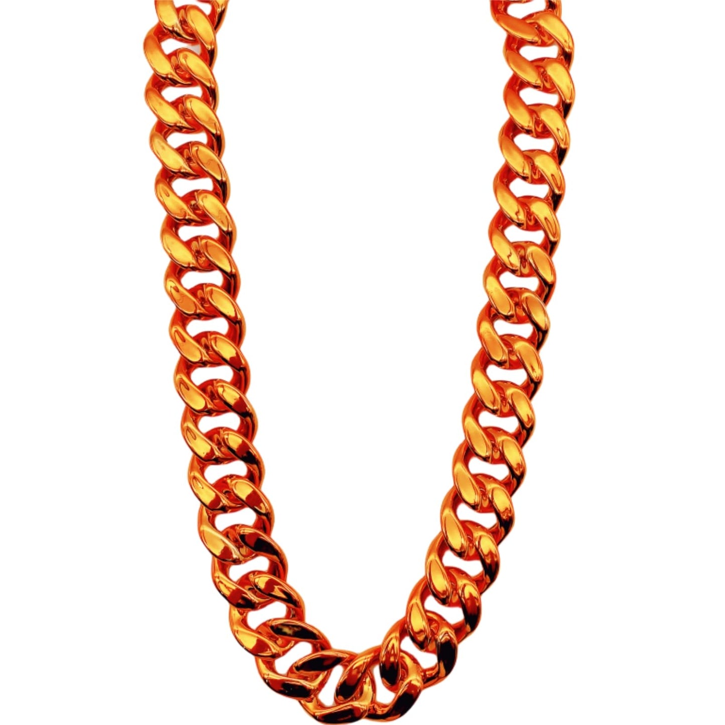 LCPQMZGH Plastic Hip Hop Chain Necklace, 80s 90s Costume Accessory, Men's Chunky Necklace, Big Chunky Gold Chain, 40, Orange
