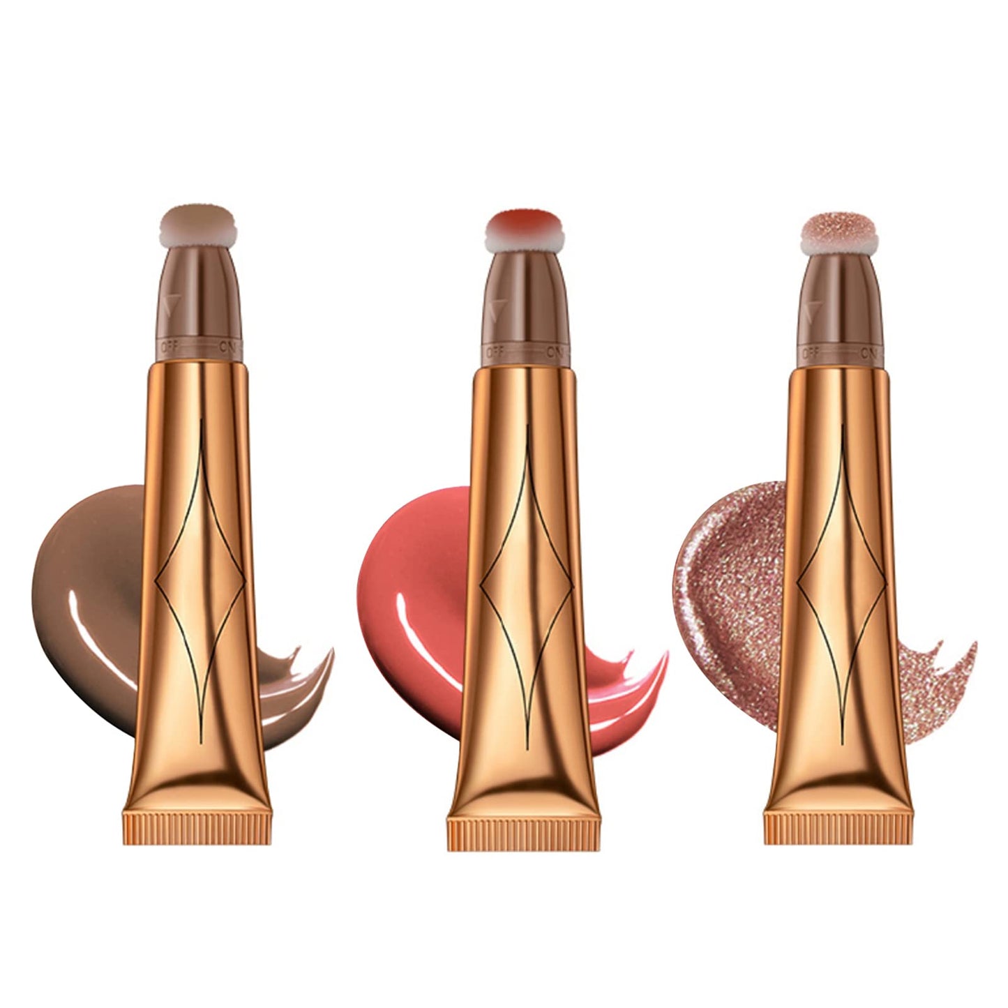 Ofanyia Blush Contour Highlighter Wand, Liquid Face Blush Highlighter Contour Stick with Cushion Applicator, Cruelty-free Silky
