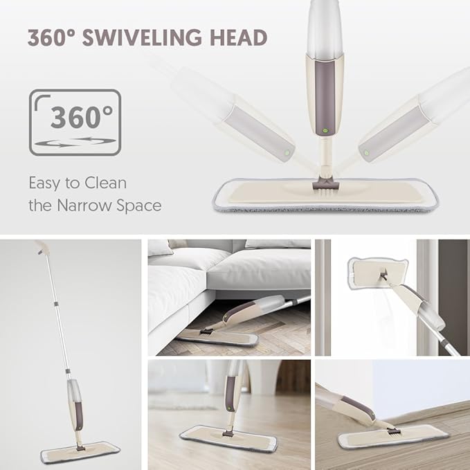 Spray Wet Mops for Hardwood Floor Cleaning: MEXERRIS Dust Dry Mop with 3 Washable Pads for Swiffer Powermop - Wood Floor Mop with Spray Home Commercial Use for Hardwood Laminate Ceramic Tiles