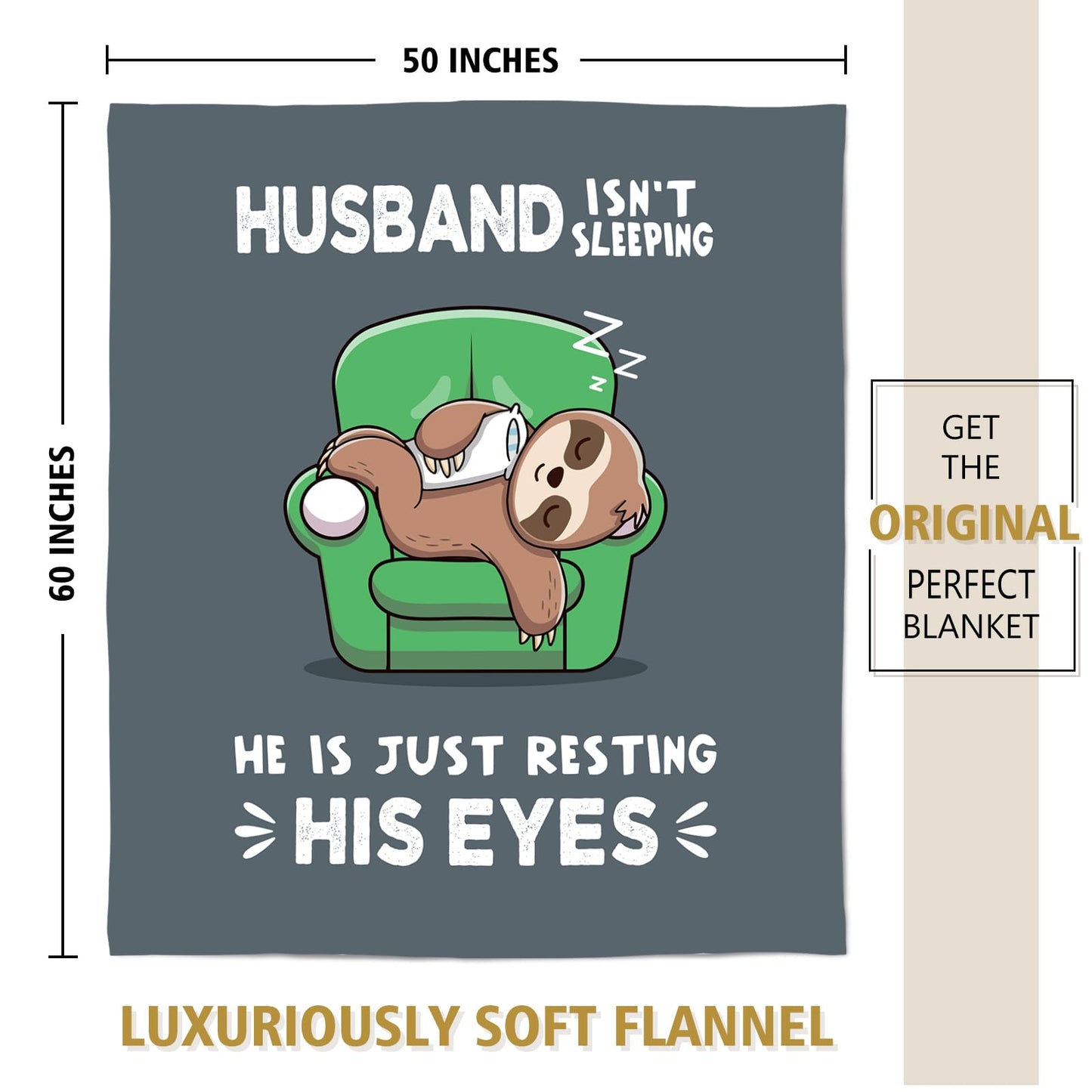 Funny Husband Birthday Gift, Husband is Not Sleeping Blanket, Husbands Gifts from Wife, Anniversary Birthday for Husbands, 60" x 50"
