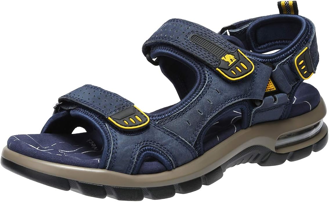 CAMEL CROWN Men's Leather Sandals Hiking Outdoor Water Beach Sports Mens Sandals for Summer with Open Toe Adjustable Straps